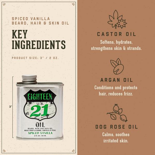 18.21 Man Made Spiced Vailla Lightweight, Conditioning Beard, Hair & Skin Oil #3